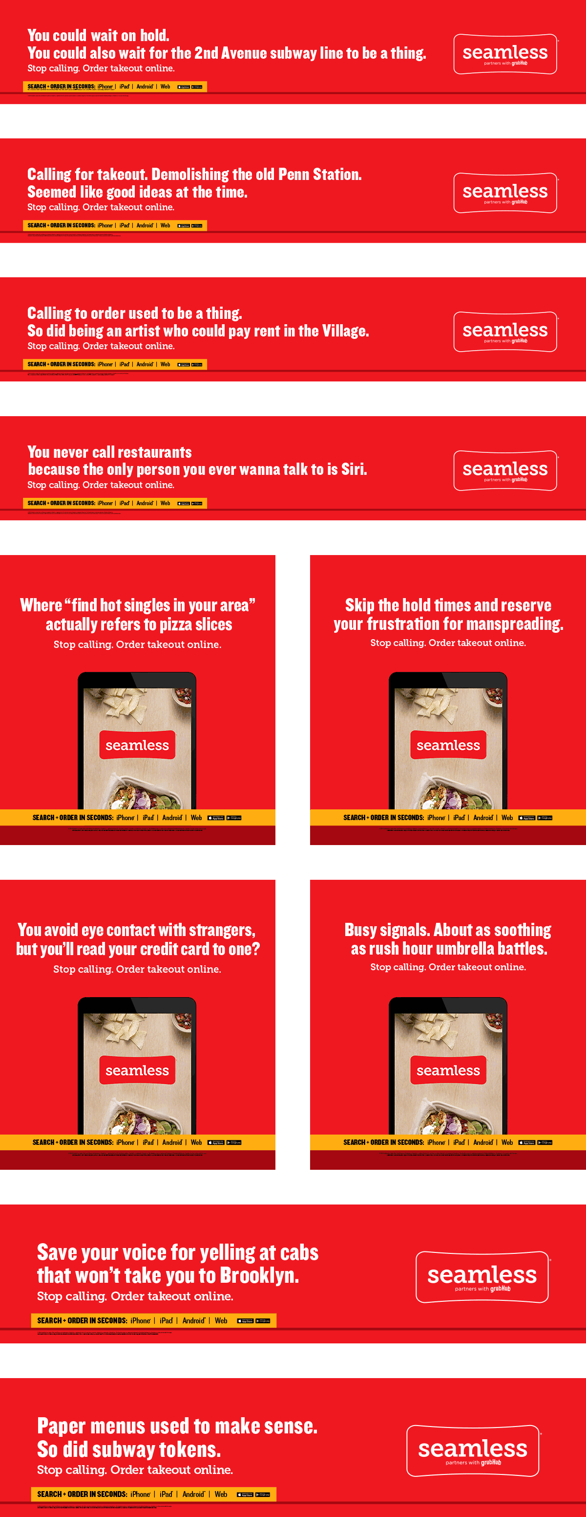 Seamless Out-of-home campaign. Subway Car cards.