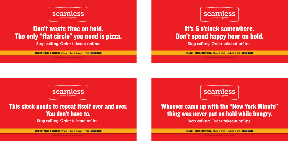 Seamless Out-of-home campaign. Subway clock billboard ads.